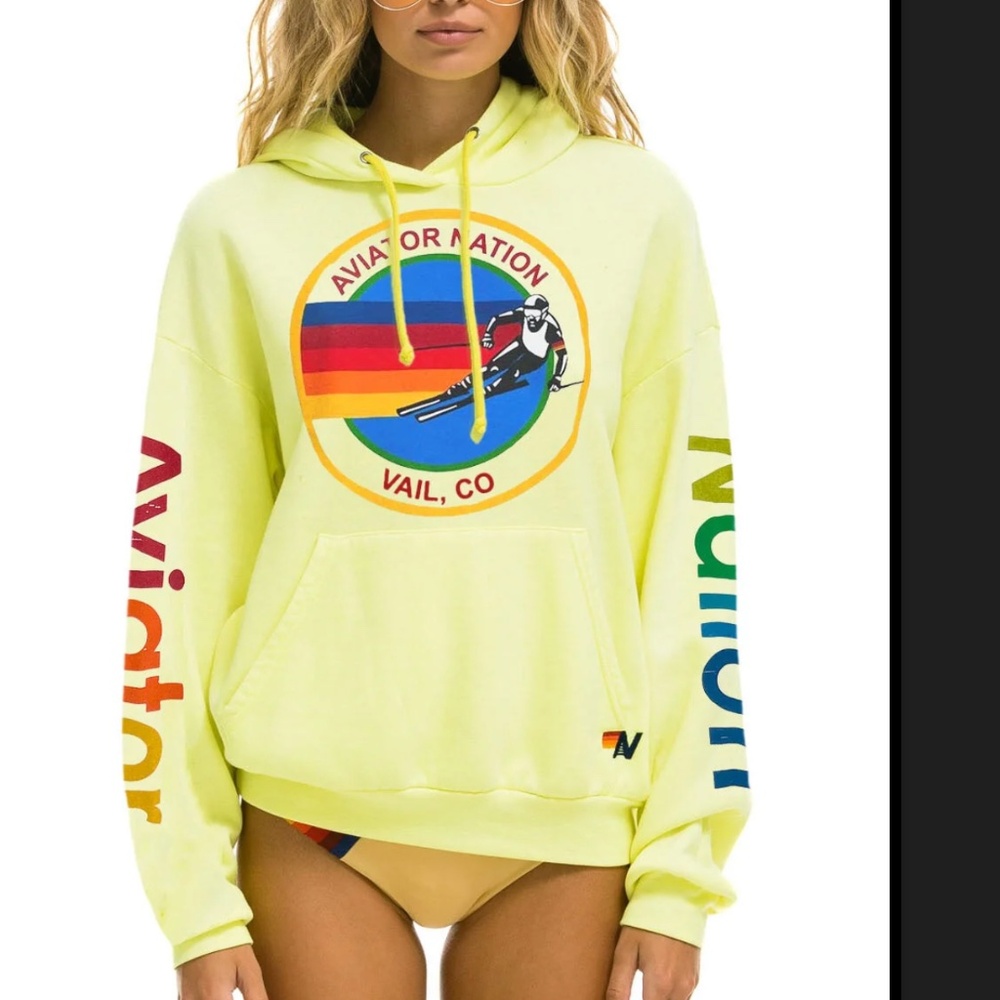 Aviator Nation Yellow Rainbow Logo Hoodie - Women's